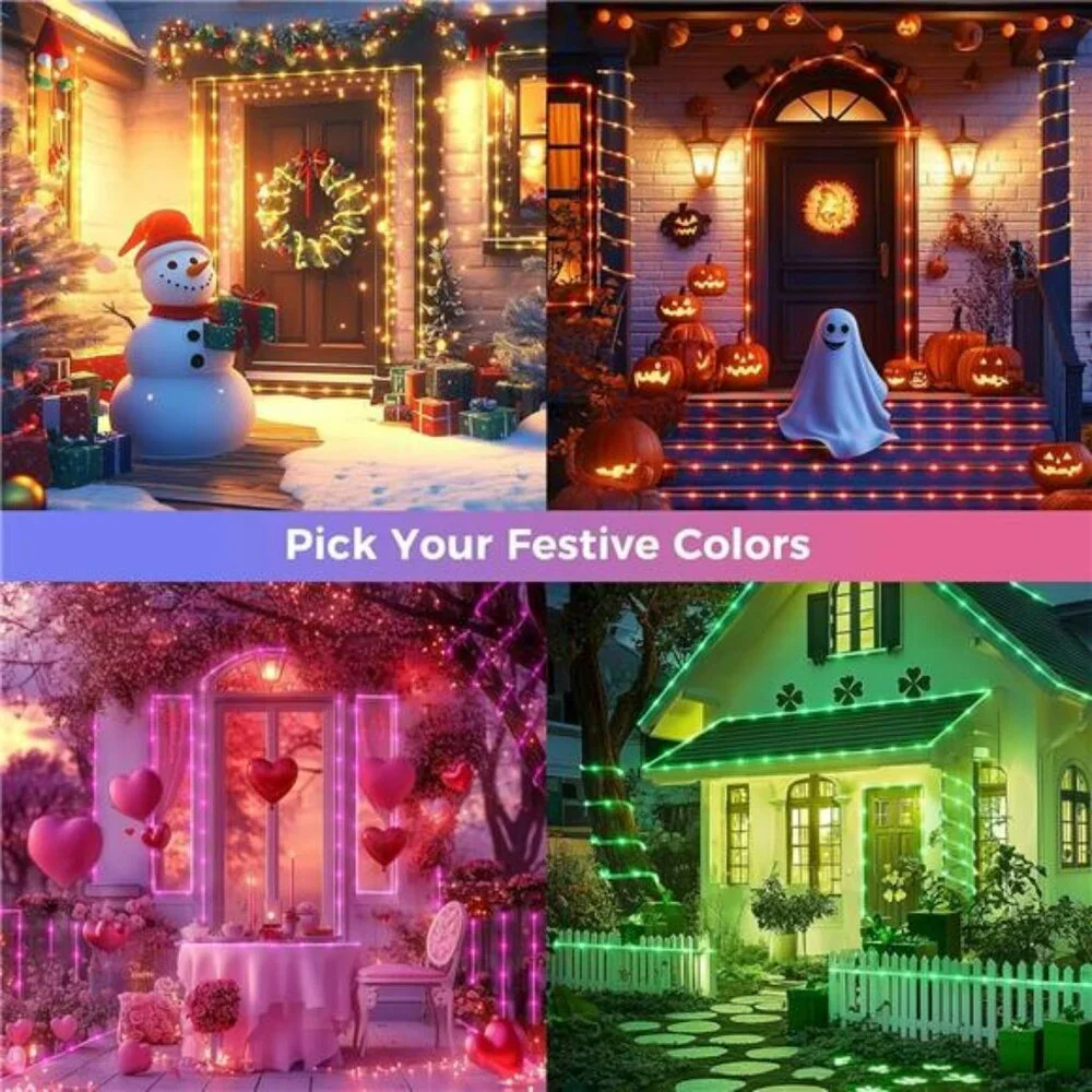 Waterproof color changing LED rope lights 33ft outdoor indoor string lights